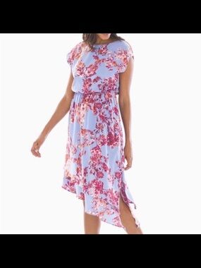 NWT Soma Floral Asymmetric Dress in Light Blue and Pink